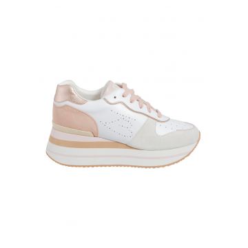 Pantofi sport wedge de piele intoarsa si piele ecologica