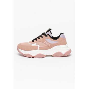 Pantofi sport cu aspect masiv si insertii de material textil