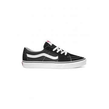 Pantofi sport unisex de panza si piele intoarsa Sk8-Low - Alb/Negru/Gri inchis