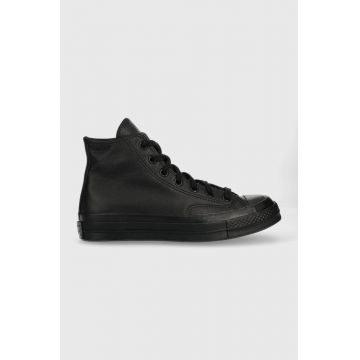 Converse teniși de piele Chuck 70 Tonal Leather culoarea negru A00732C-BLACK