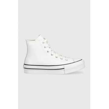 Converse tenisi de piele pentru copii Chuck Taylor All Star Eva Lift culoarea alb