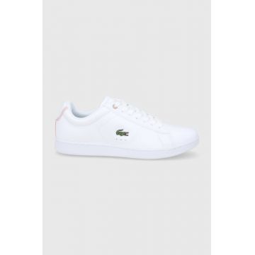 Lacoste Ghete de piele Carnaby Evo culoarea alb, cu toc plat