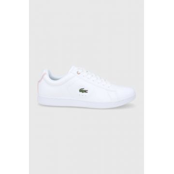 Lacoste Ghete de piele Carnaby Evo culoarea alb, cu toc plat