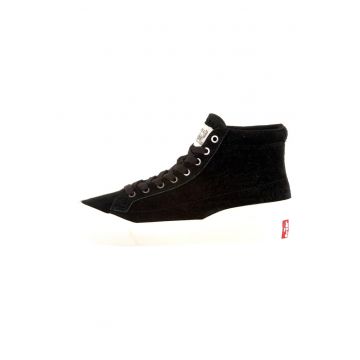 Tenisi mid-high de piele intoarsa cu logo