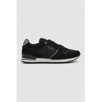 Pantofi sport cu garnituri de piele intoarsa si material textil