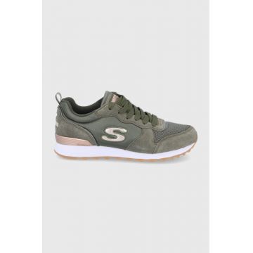 Skechers Pantofi culoarea verde, cu toc plat