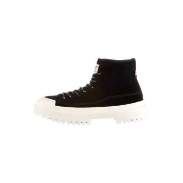 Tenisi mid-high de piele intoarsa cu aspect masiv