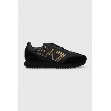 EA7 Emporio Armani sneakers din piele Vintage culoarea negru