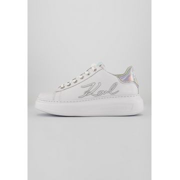 Pantofi sport din piele cu aplicatie logo metalica