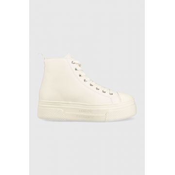 Armani Exchange tenisi de piele femei, culoarea bej