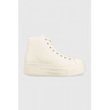 Armani Exchange Pantofi sport din piele femei, culoarea bej