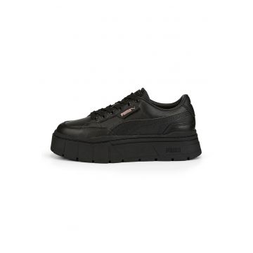 Panofi sport flatform de piele cu logo Mayze Stack - Negru