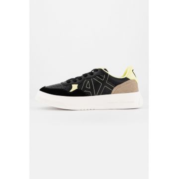 Pantofi sport din piele ecologica cu garnituri din piele intoarsa