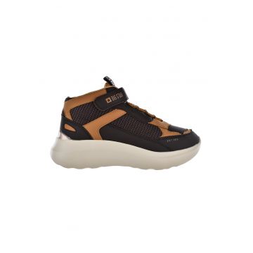 Pantofi sport din piele ecologica cu talpa wedge si garnituri contrastante