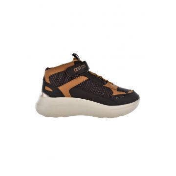 Pantofi sport din piele ecologica cu talpa wedge si garnituri contrastante