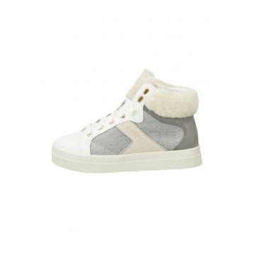 Pantofi sport mid-high cu garnituri din piele intoarsa