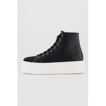 Tenisi mid-high flatform din piele