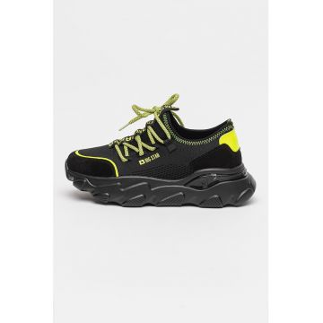 Pantofi sport cu aspect tricotat si model slip-on