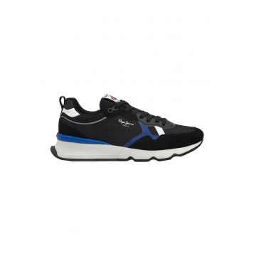 Pantofi sport cu insertii de piele intoarsa - Negru/Albastru