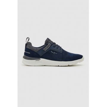 Pantofi sport de piele intoarsa cu garnituri textile