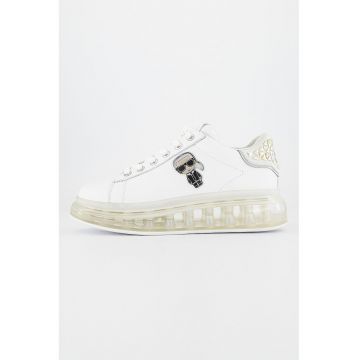 Pantofi sport cu segmente de piele - Alb