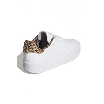 Pantofi sport de piele ecologica cu detaliu animal print si platforma Court