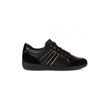 Pantofi sport de piele si piele intoarsa cu aspect piele de sarpe