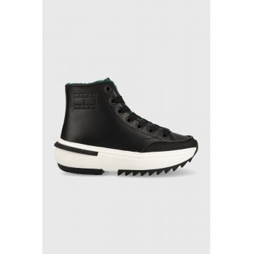 Tommy Jeans sneakers din piele Tommy Jeans Min Run Cleat culoarea negru