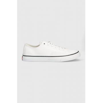 Tommy Jeans tenisi Leather Vulc Tjm Ess barbati, culoarea alb