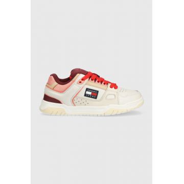 Tommy Jeans sneakers din piele culoarea bej