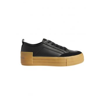 Pantofi sport flatform cu segmente de piele