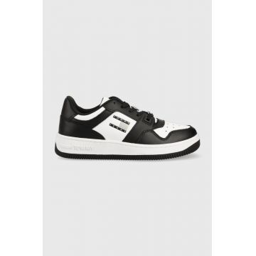 Tommy Jeans sneakers din piele RETRO WMN LOW FANCY culoarea negru, EN0EN02103