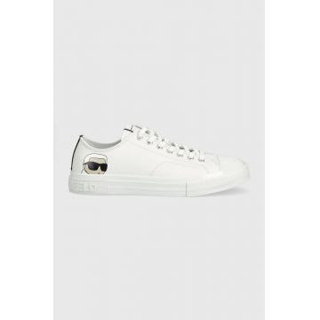 Karl Lagerfeld tenisi de piele KL50315 KAMPUS III barbati, culoarea alb