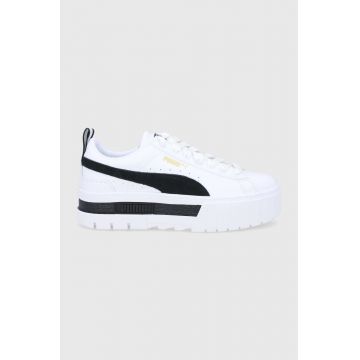 Puma pantofi Mayze Lth culoarea alb, cu platforma 381983-01
