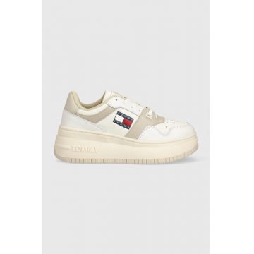 Tommy Jeans sneakers RETRO BASKET FLATF culoarea bej