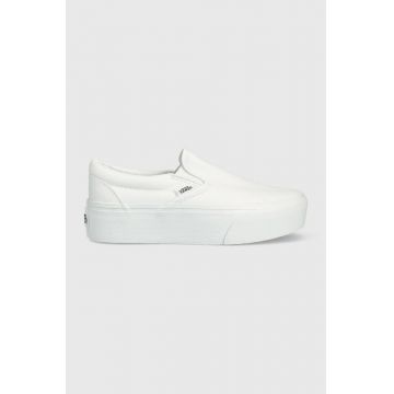 Vans teniși Classic slip-On Stackform femei, culoarea alb, VN0A7Q5RW001 VN0A7Q5RW001-WHITE