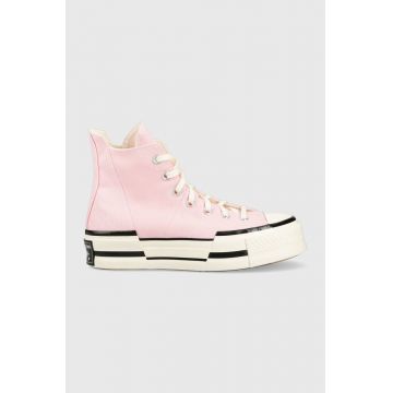 Converse tenisi Chuck 70 Plus HI femei, culoarea roz, A04366C