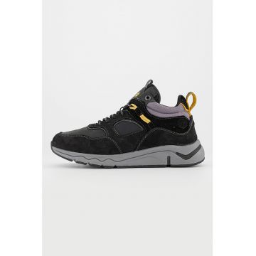 Pantofi sport de piele nabuc cu garnituri textile