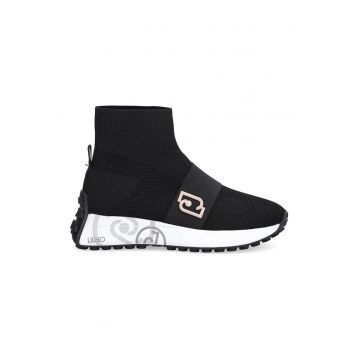 Pantofi sport wedge slip-on de plasa cu aspect tricotat