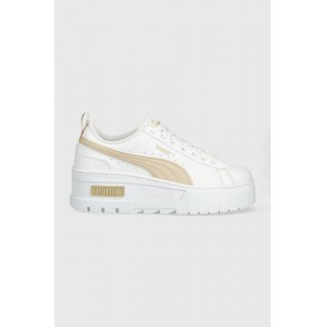 Puma sneakers din piele Mayze Wedge Wns culoarea alb