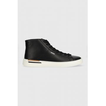 BOSS tenisi de piele Clint barbati, culoarea negru, 50493227