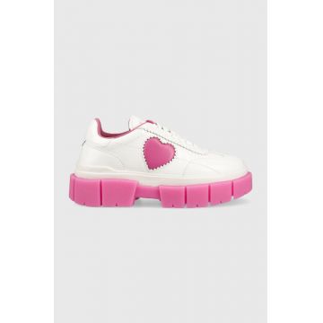 Love Moschino sneakers din piele Sneakerd Belove 65 culoarea alb, JA15676G1G