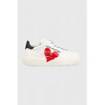 Love Moschino sneakers din piele Sneakerd Bold 40 culoarea alb, JA15394G1G