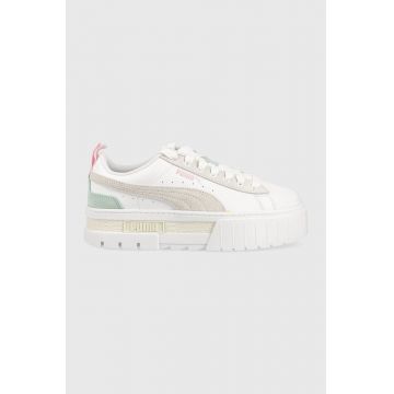 Puma sneakers din piele Mayze Mix Wns culoarea alb