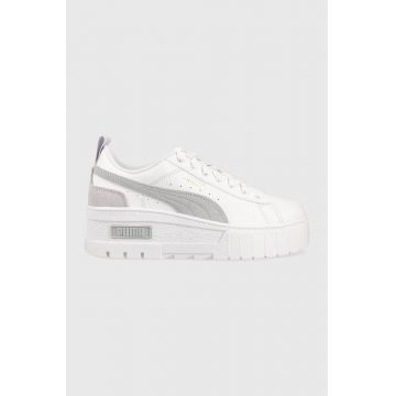 Puma sneakers din piele Mayze Wedge Pastel Wns culoarea alb