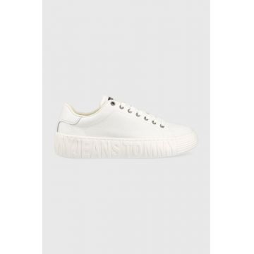 Tommy Jeans sneakers CANVAS OUTSOLE culoarea alb, EM0EM01160