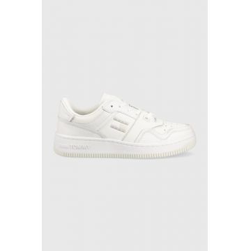 Tommy Jeans sneakers din piele BASKET CUPSOLE culoarea alb, EM0EM01194