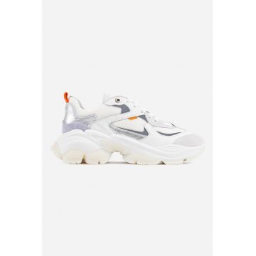 Pantofi sport din piele si piele intoarsa cu garnituri din plasa