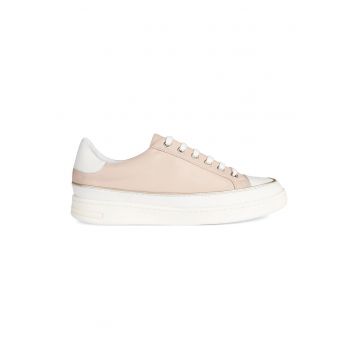Pantofi sport flatform de piele cu garnituri de piele ecologca