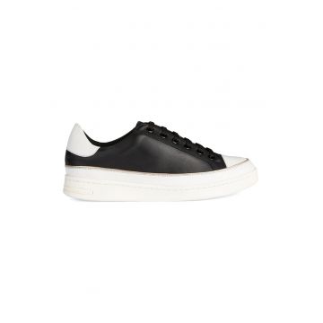 Pantofi sport flatform de piele cu garnituri de piele ecologca